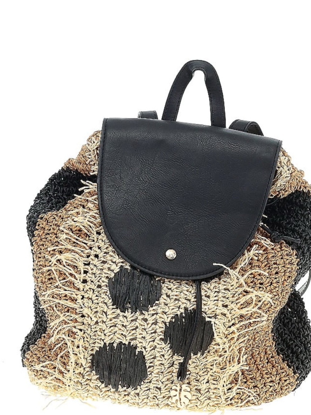 Tommy Bahama Black and Natural Woven Backpack